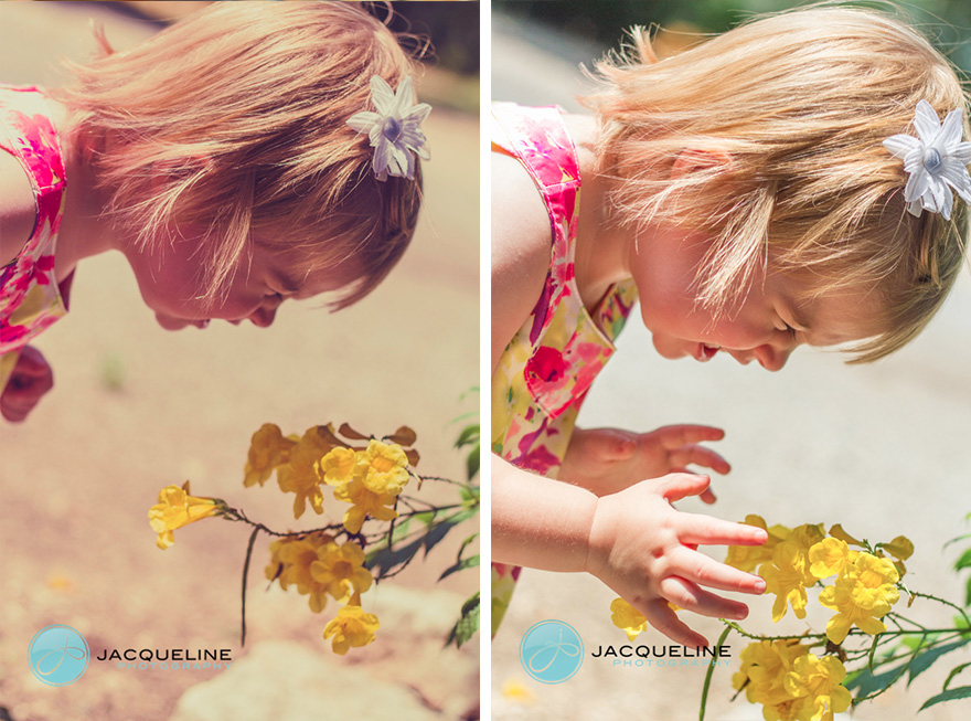 girl playing with flowers